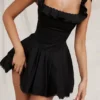 Jemima Black Pin Tuck Pleated Dress