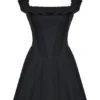 Jemima Black Pin Tuck Pleated Dress