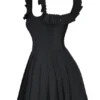 Jemima Black Pin Tuck Pleated Dress