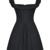 Jemima Black Pin Tuck Pleated Dress