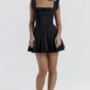 Jemima Black Pin Tuck Pleated Dress