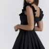 Jemima Black Pin Tuck Pleated Dress