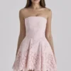 Jemima Pink Strapless Cut Out Broderie Anglaise Mini Dress