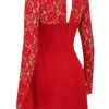 Jennica Red Rose Satin And Lace Mini Dress