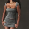 Jessamine Grey A-Line Mini Skirt