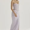 Jia Grey Satin Gathered Maxi Skirt