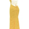 Joan Apricot Lace Up Back Maxi Dress