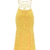 Joan Apricot Lace Up Back Maxi Dress