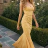 Joan Apricot Lace Up Back Maxi Dress