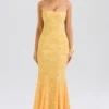Joan Apricot Lace Up Back Maxi Dress
