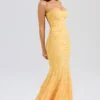 Joan Apricot Lace Up Back Maxi Dress