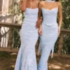 Joan Bluebell Lace Up Back Maxi Dress