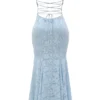 Joan Bluebell Lace Up Back Maxi Dress