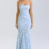 Joan Bluebell Lace Up Back Maxi Dress