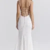 Joan Ivory Lace Up Back Maxi Dress