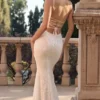 Joan Ivory Lace Up Back Maxi Dress