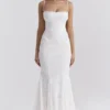 Joan Ivory Lace Up Back Maxi Dress