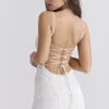 Joan Ivory Lace Up Back Maxi Dress