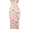 Josefina Pink Peony Print Satin Maxi Dress