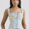 Juana Soft Blue Vintage Floral Print Cotton Top