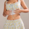 Juana Soft Blue Vintage Floral Print Cotton Top