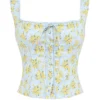 Juana Soft Blue Vintage Floral Print Cotton Top