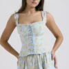 Juana Soft Blue Vintage Floral Print Cotton Top