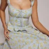 Juana Soft Blue Vintage Floral Print Cotton Top