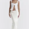 Sydel White Satin Bias Cut Maxi Skirt