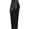 Juliana Black Strapless Vegan Leather Midi Dress