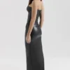 Juliana Black Strapless Vegan Leather Midi Dress