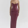 Juliana Cabernet Vegan Leather Midi Dress