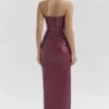 Juliana Cabernet Vegan Leather Midi Dress