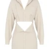 Julietta Beige Linen Cutout Shirt Dress