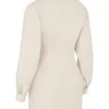 Julietta Beige Linen Cutout Shirt Dress