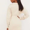 Julietta Beige Linen Cutout Shirt Dress
