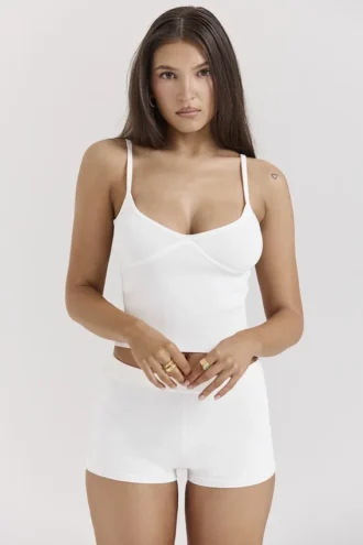 Kai White Summer Knit Hot Pants