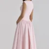 Kaia Pink Cotton Cap Sleeve Midi Dress