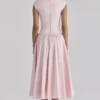 Kaia Pink Cotton Cap Sleeve Midi Dress