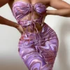 Kasia Purple Swirl Cutout Midi Dress