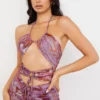 Kasia Purple Swirl Cutout Midi Dress