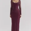 Katarina Wine Maxi Dress