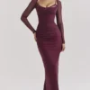 Katarina Wine Maxi Dress