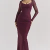 Katarina Wine Maxi Dress