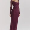 Katarina Wine Maxi Dress