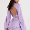 Kate Orchid Satin Wrap Front Mini Dress