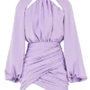 Kate Orchid Satin Wrap Front Mini Dress
