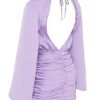 Kate Orchid Satin Wrap Front Mini Dress