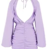 Kate Orchid Satin Wrap Front Mini Dress