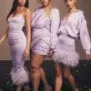 Kate Orchid Satin Wrap Front Mini Dress